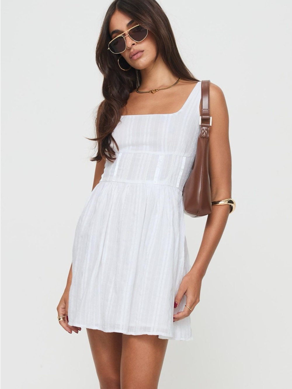 NEW Princess Polly Lorinda White Cotton Mini Dress Cottagecore Graduation Bridal - Picture 5 of 12